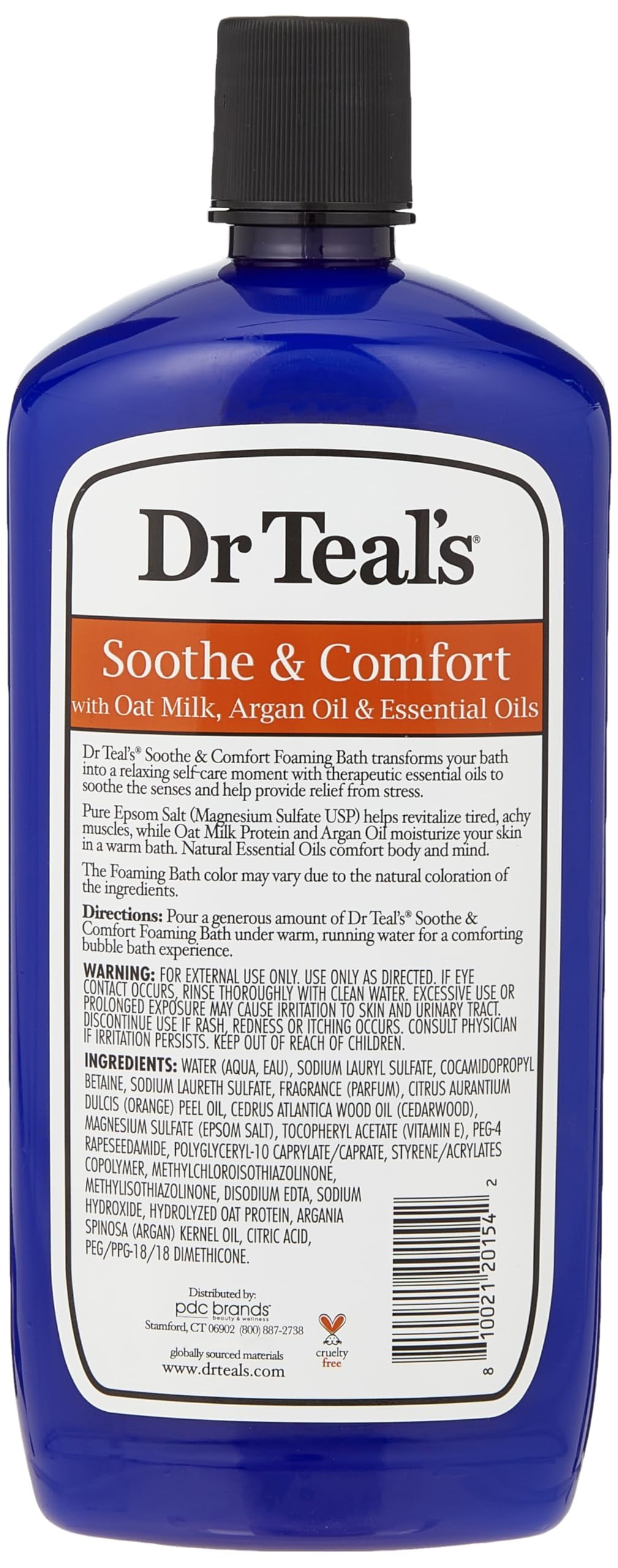 Dr Teal's Foaming Bath with Pure Epsom Salt, Soothe & Comfort with Oat Milk & Argan Oil, 34 fl oz